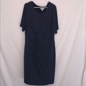 Navy blue dress with white polka dots